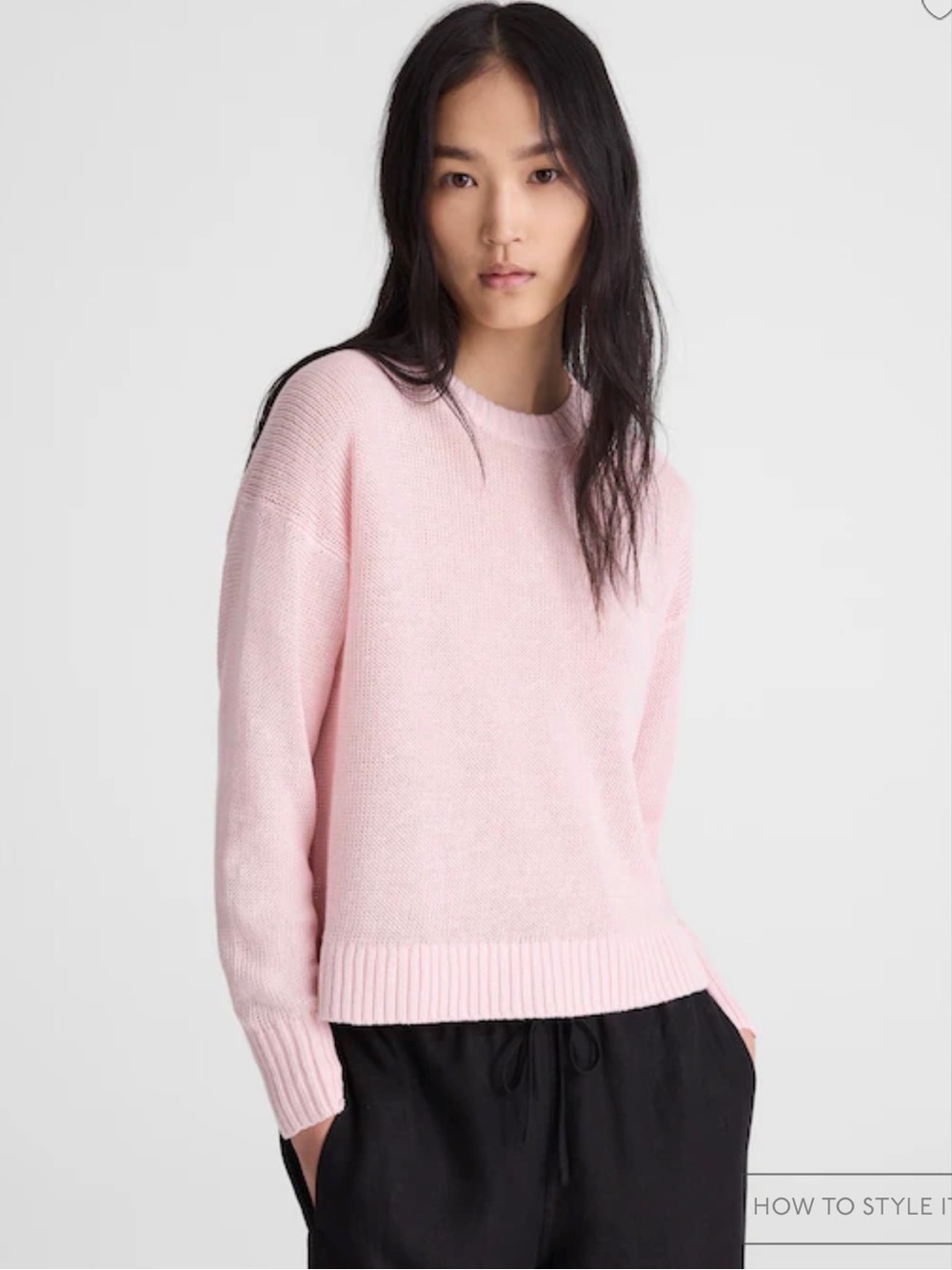 MADEWELL M 100% Linen Drop-Shoulder Knit Pink Sweater NQ344